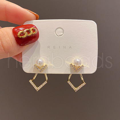 Brass Micro Pave Clear Cubic Zirconia Stud Earrings FS-WGBDEBC-07-1