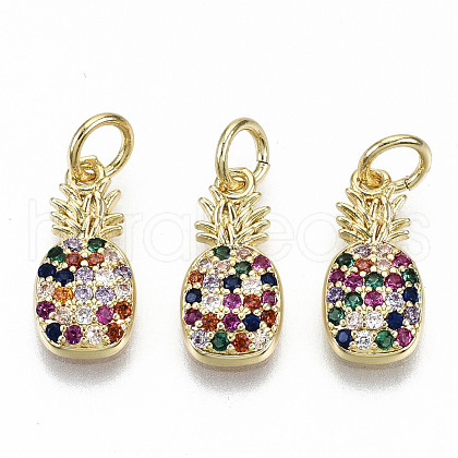 Brass Micro Pave Colorful Cubic Zirconia Charms ZIRC-S067-152-NF-1