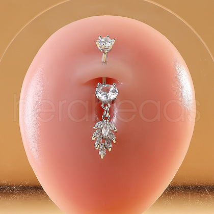 316L Surgical Stainless Steel Micro Pave Clear Cubic Zirconia Belly Rings FS-WG9E32A-01-1