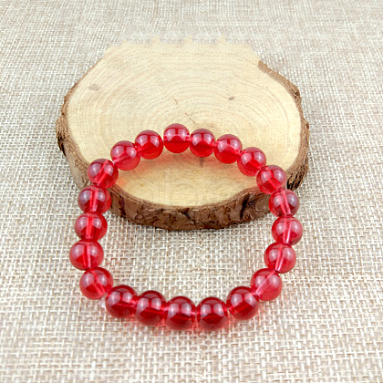 Glass Imitation Natural Agate Round Beaded Stretch Beaded Bracelets WG8D788-02-1