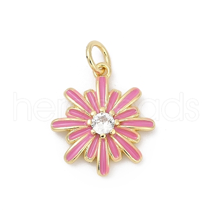Brass Pave Cubic Zirconia with Enamel Pendants KK-U062-38G-02-1