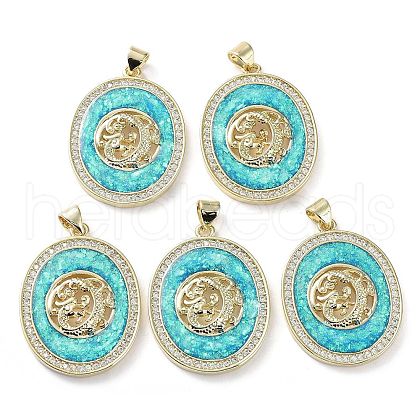 Rack Plating Brass Micro Pave Cubic Zirconia Pendants KK-C041-05B-G-1