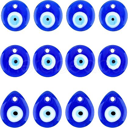  12Pcs 3 Style Handmade Lampwork Evil Eye Pendants LAMP-NB0001-45-1