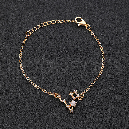 12 Constellations Alloy Rhinestone Link Bracelets WG43B2B-07-1