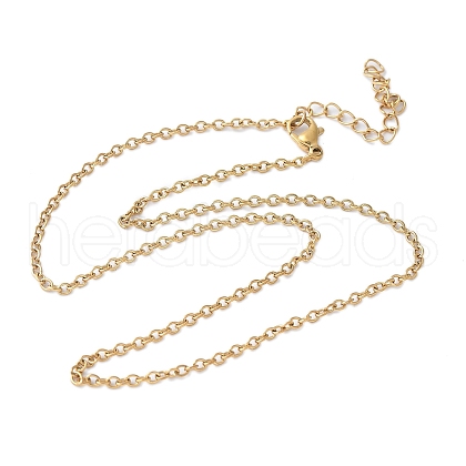 Unisex 304 Stainless Steel Cable Chain Necklac with 2 Inch End Chain STAS-O037-83G-03A-1