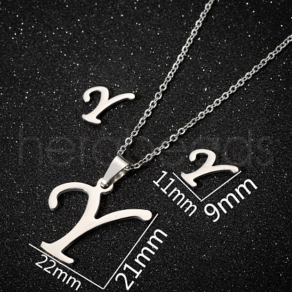201 Stainless Steel Pendant Necklaces & Stud Earrings Sets WG00841-43-1