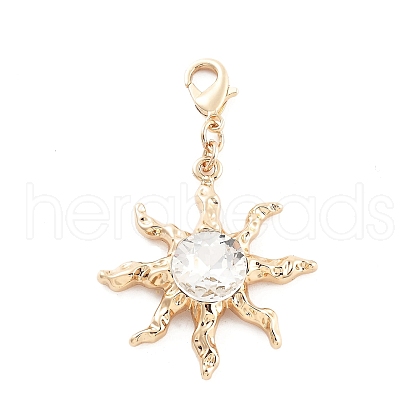 Alloy Rhinestone Pendant Decoration HJEW-P021-01G-G-1