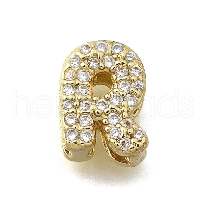 Brass Micro Pave Cubic Zirconia Letter Multi-Strand Links KK-D295-32G-18-1