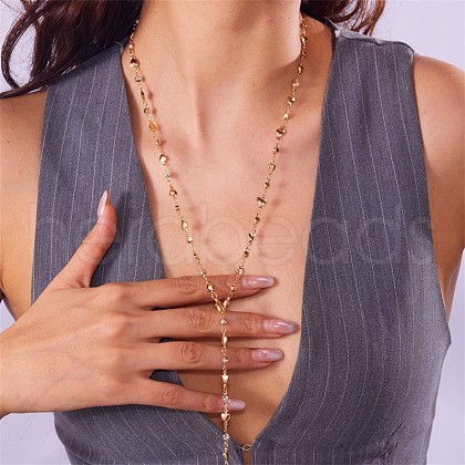 Alloy Crystal Rhinestone Heart Long Y Necklaces for Women WGFA4F3-05-1