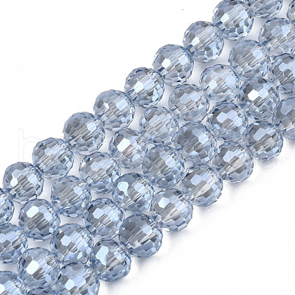 Electroplate Transparent Glass Beads Strands EGLA-N002-15-A01-1