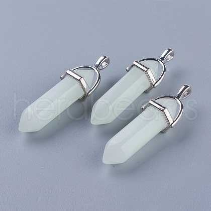 Synthetic Luminous Stone Double Terminated Pointed Pendants X-G-P359-03A-1