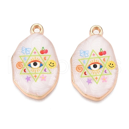 Printed Rack Plating Alloy Enamel Pendants ENAM-T020-04E-1