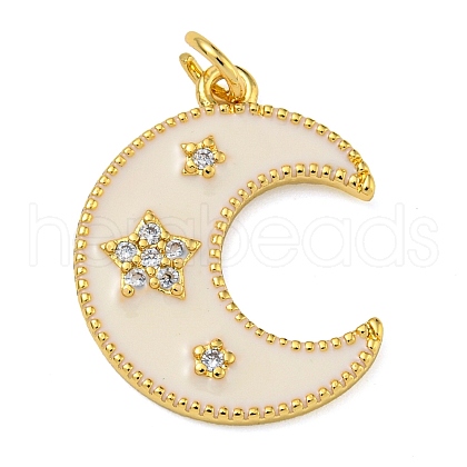 Rack Plating Brass Micro Pave Clear Cubic Zirconia Pendants KK-Z063-31G-1