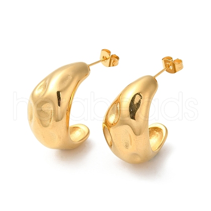 Ion Plating(IP) 304 Stainless Steel Teardrop Stud Earrings X-EJEW-K244-39G-1