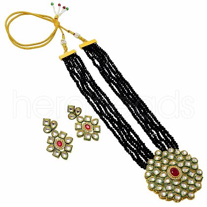 Bohemian Style Multi-Layer Alloy Imitation Agate and Glass Jewelry Set FS-WGE22E9-01-1