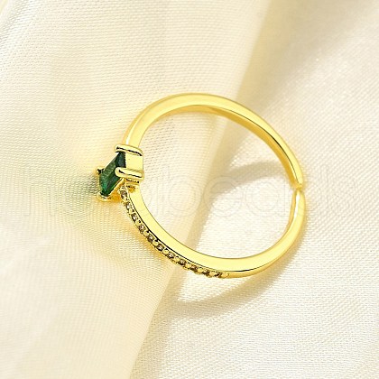 Brass Micro Pave Cubic Zirconia Cuff Rings for Women RJEW-H247-19G-01-1