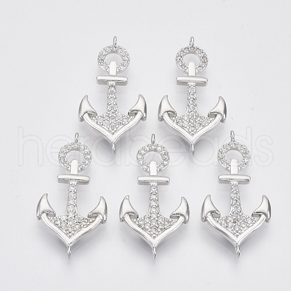 Brass Micro Pave Clear Cubic Zirconia Links connectors ZIRC-T012-76P-1