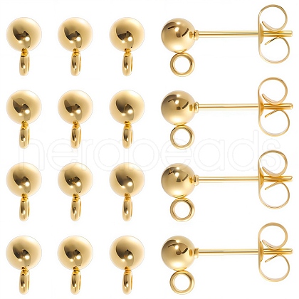 SUNNYCLUE 40Pcs 304 Stainless Steel Ball Post Stud Earring Findings STAS-SC0005-27-1