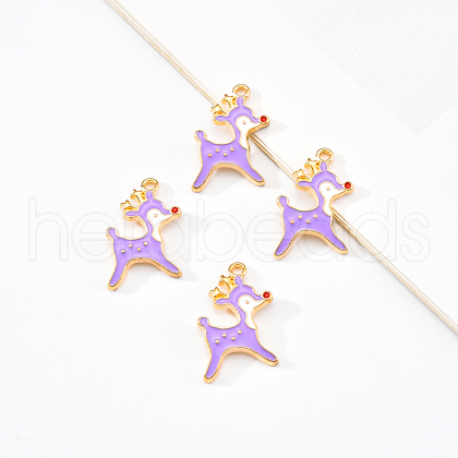 20Pcs Light Gold Alloy Enamel Pendants ENAM-YW0001-73A-1