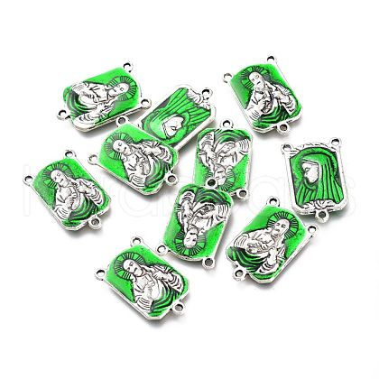 Antique Silver Plated Alloy Enamel Links ENAM-H325-01AS-1