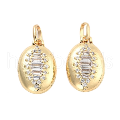 Brass Pave Clear Cubic Zirconia Pendants KK-U009-01B-G-1