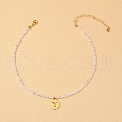 Round Plastic Pearl Beaded Necklaces FS-WG7BB5B-25-1