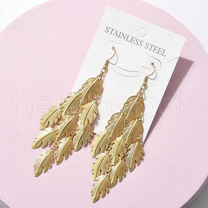 304 Stainless Steel Dangle Earrings EJEW-S253-07C-G-1