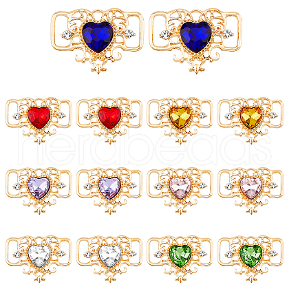 HOBBIESAY 14Pcs 7 Colors Alloy Rhinestone Connector Charms FIND-HY0003-39-1