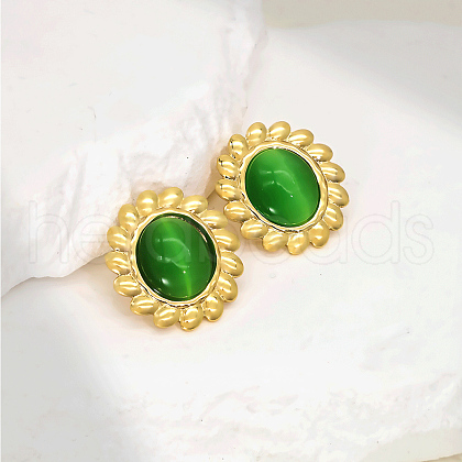 Fashionable Brass Flower Stud Earrings RY6584-1-1