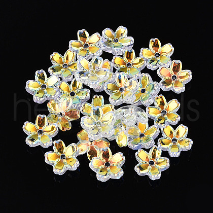 Transparent Electroplate Glass Bead Caps EGLA-N015-01B-1