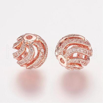 Brass Micro Pave Cubic Zirconia Beads ZIRC-K063-04RG-1
