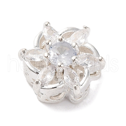 Rack Plating Brass Micro Pave Cubic Zirconia Beads KK-Z082-01S-1