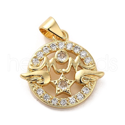 Rack Plating Brass Micro Pave Clear Cubic Zirconia Pendants KK-A206-09G-1