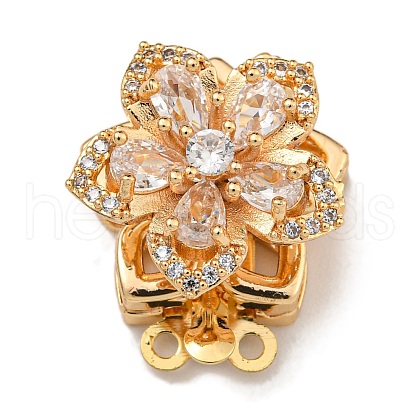 Brass Micro Pave Clear Cubic Zirconia Box Clasps KK-U037-35G-01-1