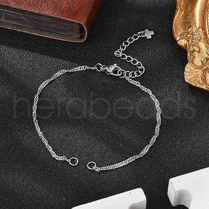 304 Stainless Steel Singapore Chain Bracelet Making AJEW-JB01332-02-1