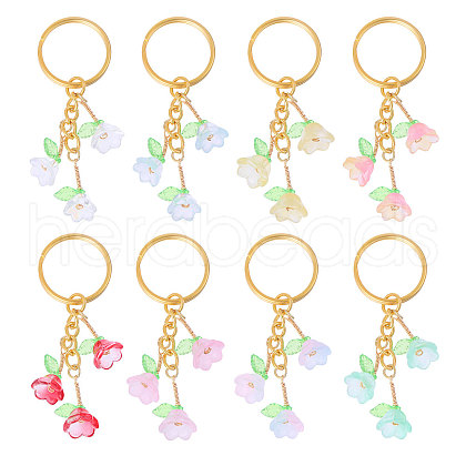 8Pcs Acrylic & Glass Keychain KEYC-CA00001-1
