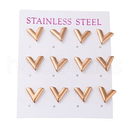 PVD Vacuum Plating 304 Stainless Steel Stud Earring EJEW-C099-03RG-1