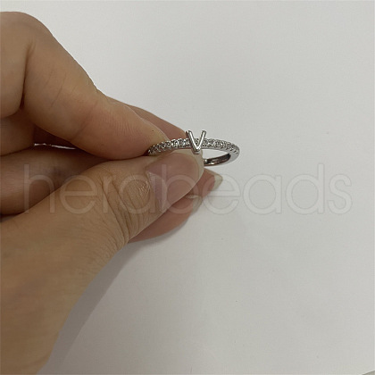 Brass Micro Pave Clear Cubic Zirconia Finger Rings FS-WGE303B-48-1