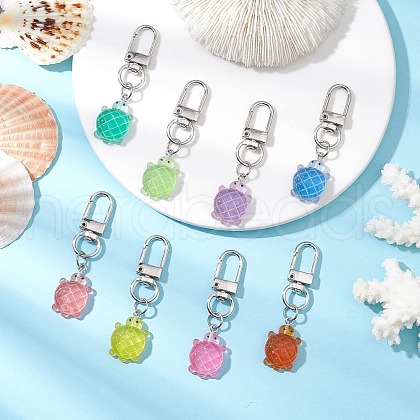 8Pcs Luminous Resin Turtle Pendant Decorations HJEW-JM03119-1