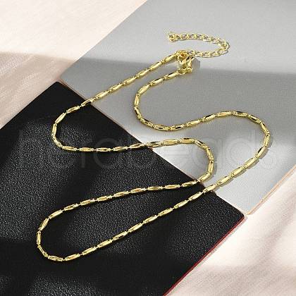 Brass Faceted Oval Link Chain Necklaces for Women NJEW-K282-08G-1
