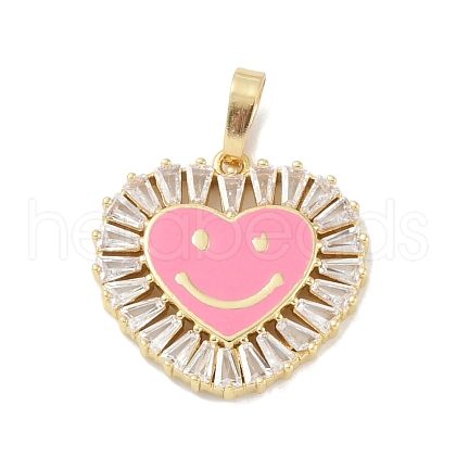 Rack Plating Brass Micro Pave Clear Cubic Zirconia Pendants KK-A224-15G-06-1