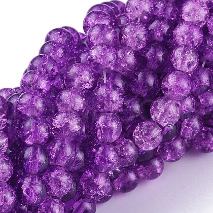 Crackle Glass Beads Strands X-CCG-Q001-6mm-12-1