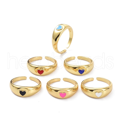 Real 18K Gold Plated Heart Open Cuff Rings KK-C224-09G-1
