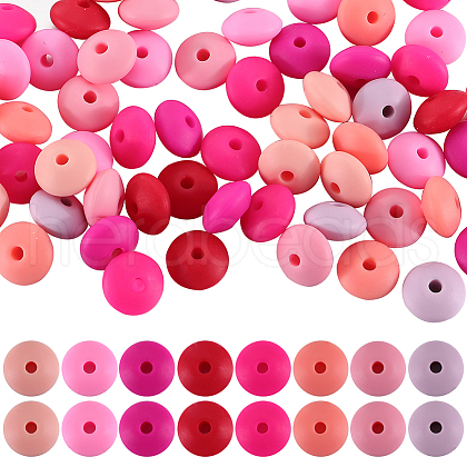 SUNNYCLUE 96Pcs 12 Colors Food Grade Eco-Friendly Silicone Abacus Beads SIL-SC0001-87E-1