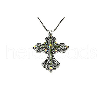 Cross Rhinestone Pendant Necklaces FK0815-3-1