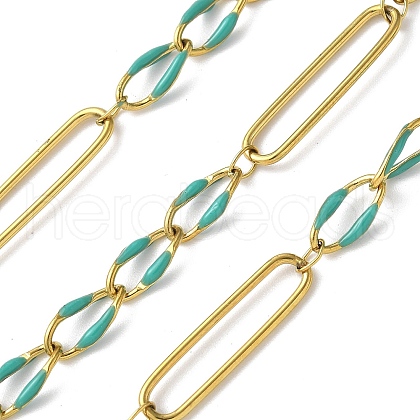 304 Stainless Steel Enamel Figaro Chains CHS-U003-02G-08-1