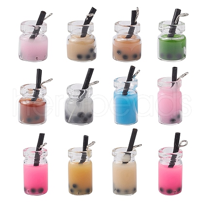 12Pcs 2 Styles Glass Bottle Pendants CRES-YW0001-15-1