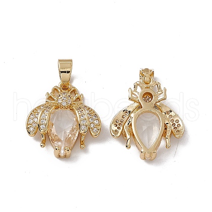 Rack Plating Brass Micro Pave Cubic Zirconia Pendants ZIRC-F130-01G-1