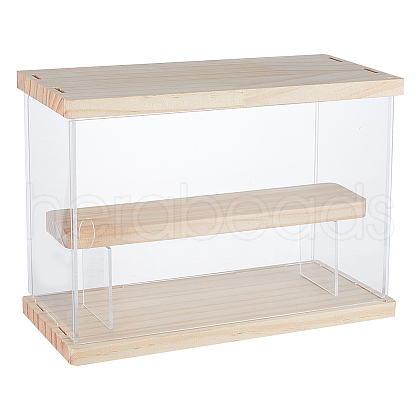 Rectangle 2-Tier Transparent Acrylic Minifigures Display Case AJEW-WH0314-10-1