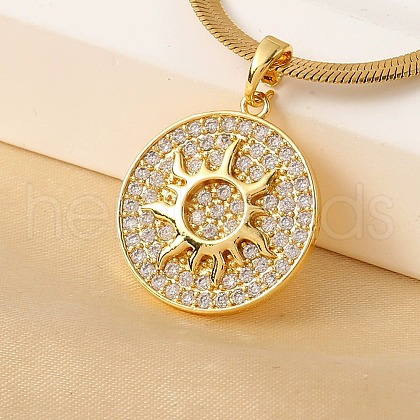 Brass Micro Pave Clear Cubic Zirconia Sun Pendants NJEW-H066-02G-1